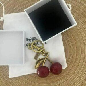Coach Cherry Brass Cherry Bag Charm Keychain